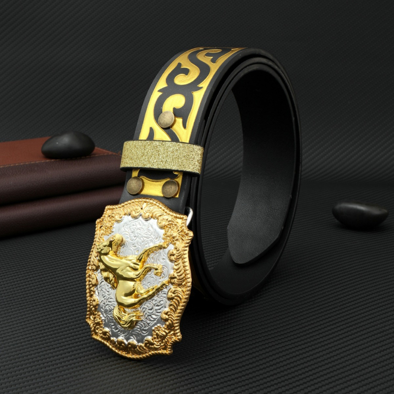 Férfi öv Vintage öv Ló Tartós Dombornyomott Öv