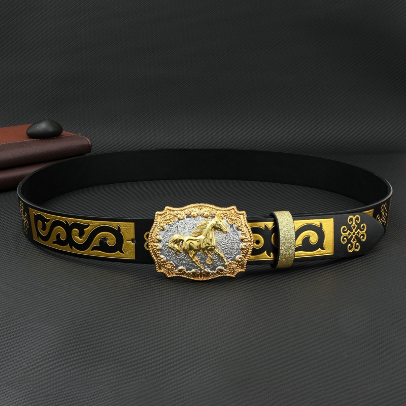 Férfi öv Vintage öv Ló Tartós Dombornyomott Öv