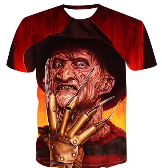 Nauji 3D spausdinti vyriški marškinėliai trumpomis rankovėmis, siaubo Freddy Krueger Jason mados sporto kamuolys