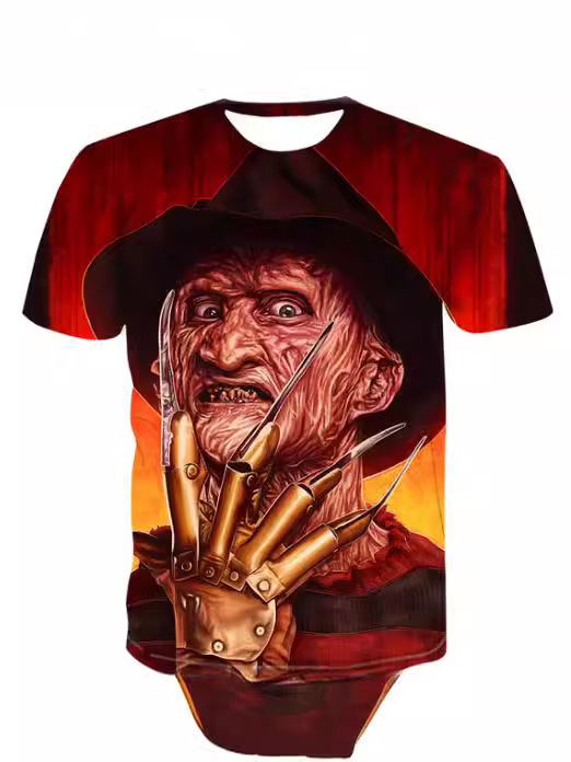 Nauji 3D spausdinti vyriški marškinėliai trumpomis rankovėmis, siaubo Freddy Krueger Jason mados sporto kamuolys