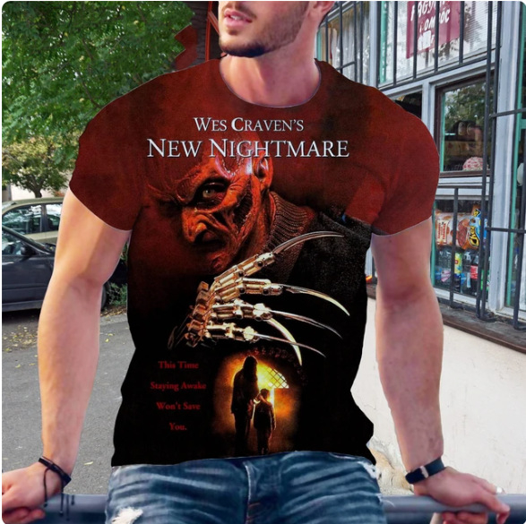 Nauji 3D spausdinti vyriški marškinėliai trumpomis rankovėmis, siaubo Freddy Krueger Jason mados sporto kamuolys