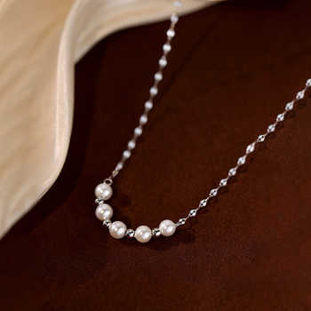 Κολιέ από ασήμι S925 με μαργαριτάρια, ελαφρύ, πολυτελές, προηγμένο, νέο, εκρηκτικό κολιέ κλείδας του 2024, με διακριτικό σχέδιο για κορίτσια