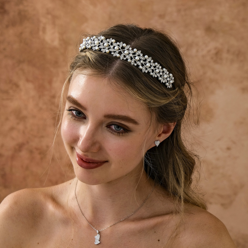 Uus Korea stiilis sulamist rhinestones pulmakleidi peapael Crown Bride pulmapilte interneti kuulsuste igapäevaste juuste aksessuaaride pärlmutterpeapael