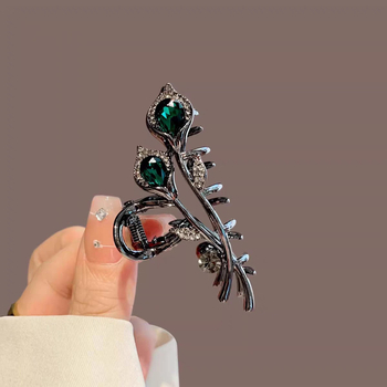 Prabangios, išskirtinės, vidutinio dydžio „Tulip“ formos plaukų segtukas, 2024 m., naujas, stilingas, pusiau surištas, ryklio formos plaukų segtukas pakaušyje.