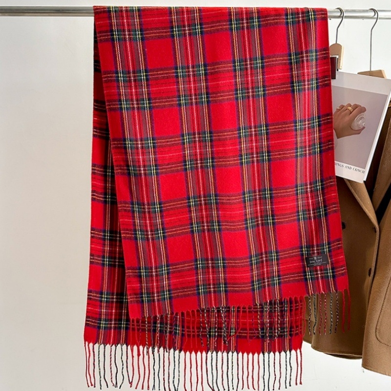 2024 m. žiemos naujas raudonas languotas šalikas moterims, korėjietiško stiliaus, universalus kašmyro skara, šiltas, dvejopos paskirties šalikas