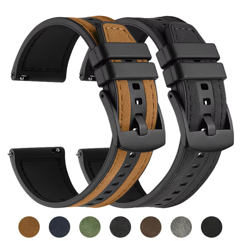 Alkalmas Samsung Watch Huawei GT3 22mm univerzális szilikon bőr gyorskioldású fülszíjhoz, bőr szilikon szíjjal