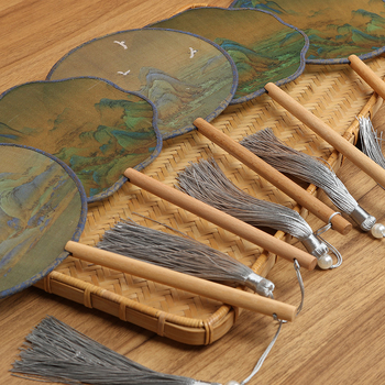 Детски зелен кръгъл вентилатор, хиляди мили, фигурка Jiangshan, малък кръгъл вентилатор за възрастни, античен танцов вентилатор Hanfu, вентилатор Cheongsam на едро