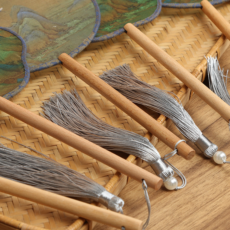 Детски зелен кръгъл вентилатор, хиляди мили, фигурка Jiangshan, малък кръгъл вентилатор за възрастни, античен танцов вентилатор Hanfu, вентилатор Cheongsam на едро