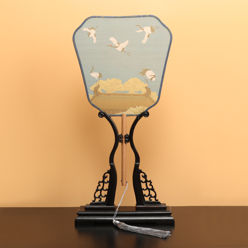 Детски зелен кръгъл вентилатор, хиляди мили, фигурка Jiangshan, малък кръгъл вентилатор за възрастни, античен танцов вентилатор Hanfu, вентилатор Cheongsam на едро