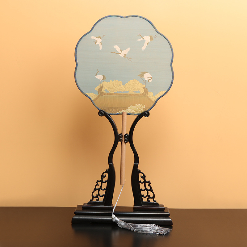 Детски зелен кръгъл вентилатор, хиляди мили, фигурка Jiangshan, малък кръгъл вентилатор за възрастни, античен танцов вентилатор Hanfu, вентилатор Cheongsam на едро