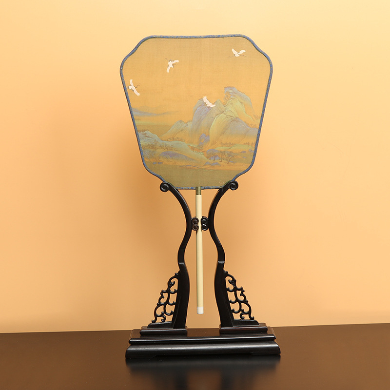 Детски зелен кръгъл вентилатор, хиляди мили, фигурка Jiangshan, малък кръгъл вентилатор за възрастни, античен танцов вентилатор Hanfu, вентилатор Cheongsam на едро