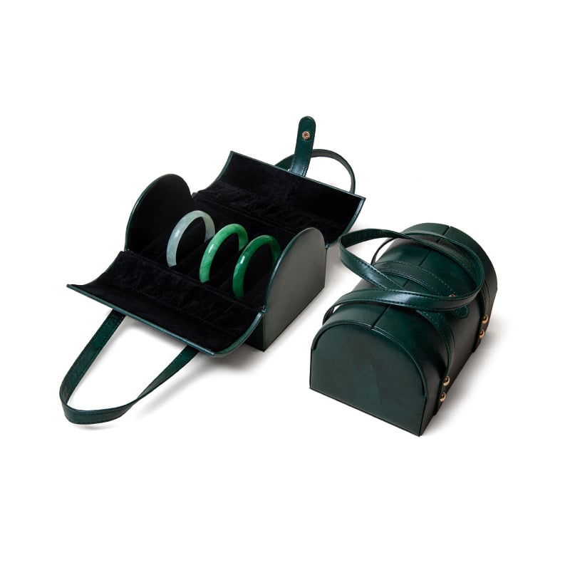Veľkokapacitná úložná krabička na náramky Satchel so 7 pozíciami, zlatá a strieborná nefritová úložná krabička na náramky, prachotesná úložná krabička na náramky