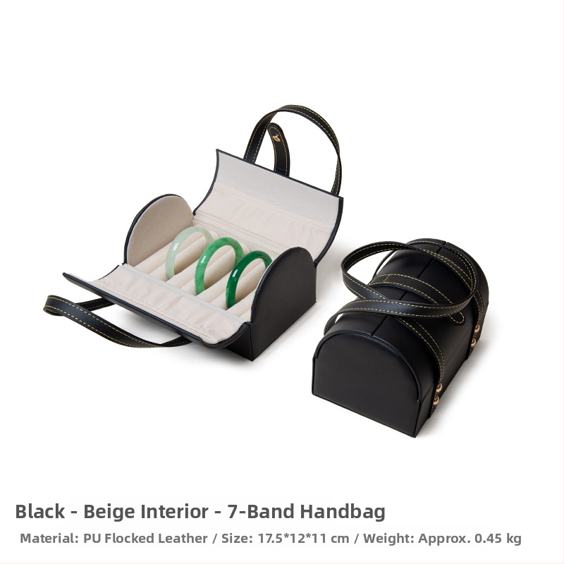 Veľkokapacitná úložná krabička na náramky Satchel so 7 pozíciami, zlatá a strieborná nefritová úložná krabička na náramky, prachotesná úložná krabička na náramky