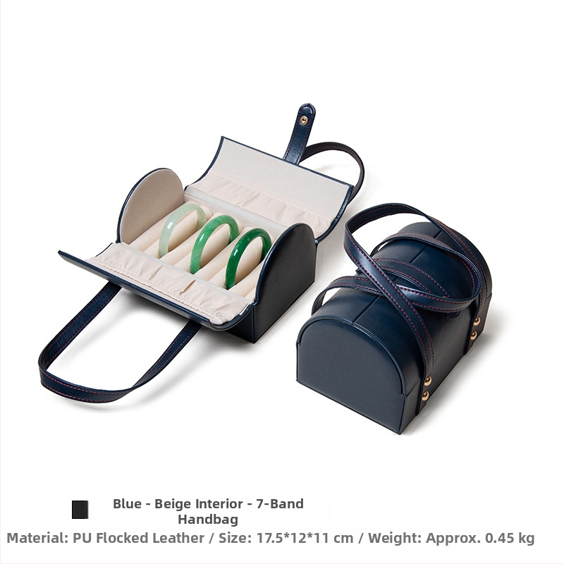Veľkokapacitná úložná krabička na náramky Satchel so 7 pozíciami, zlatá a strieborná nefritová úložná krabička na náramky, prachotesná úložná krabička na náramky