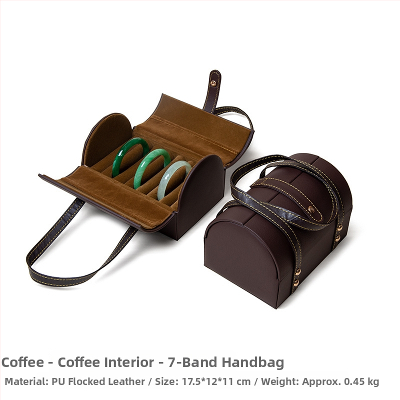 Veľkokapacitná úložná krabička na náramky Satchel so 7 pozíciami, zlatá a strieborná nefritová úložná krabička na náramky, prachotesná úložná krabička na náramky