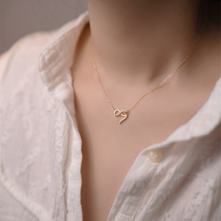 Strieborný náhrdelník 925, 18K zlatý, dámsky, módny, s láskou k internetu, celebritný, malý, svieži, jednoduchý, elegantný, nekonečná láska, retiazka na kľúčnu kosť