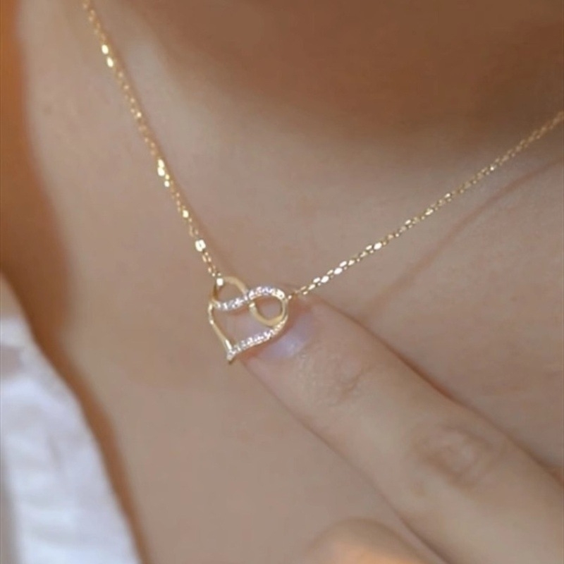 Strieborný náhrdelník 925, 18K zlatý, dámsky, módny, s láskou k internetu, celebritný, malý, svieži, jednoduchý, elegantný, nekonečná láska, retiazka na kľúčnu kosť