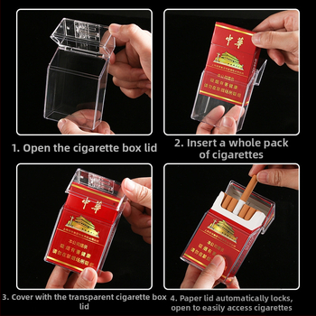 Caurspīdīga cigarešu kaste 20 cigaretēm, mīkstas un cietas cigarešu paciņas, mitrumizturīga, sviedru izturīga, ūdensizturīga, spiedienizturīga cigarešu kaste, atsperīgs bīdāms vāciņš cigarešu kastei