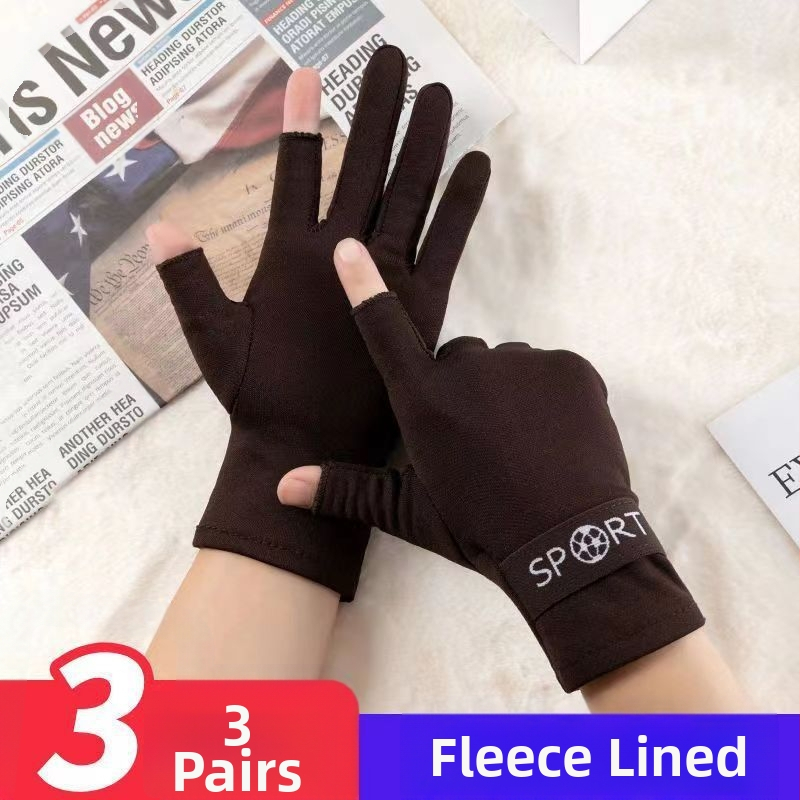 Мъжки ръкавици, пропускащи два пръста, с поларена подплата, топли офис писащи, нови сензорни екрани, красиви удобни зимни студоустойчиви ръкавици за езда