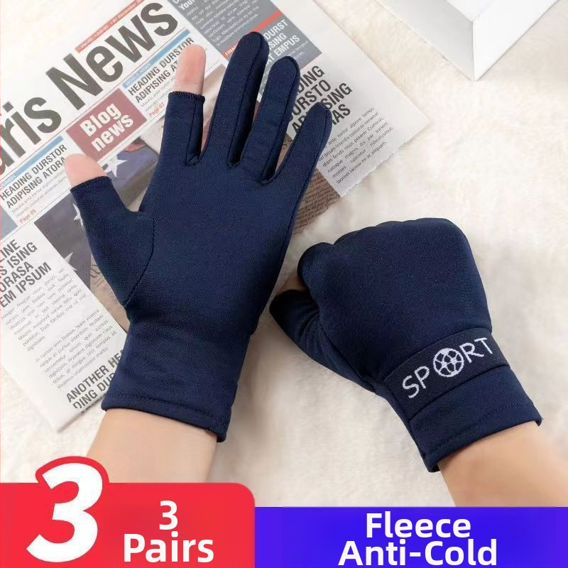 Мъжки ръкавици, пропускащи два пръста, с поларена подплата, топли офис писащи, нови сензорни екрани, красиви удобни зимни студоустойчиви ръкавици за езда