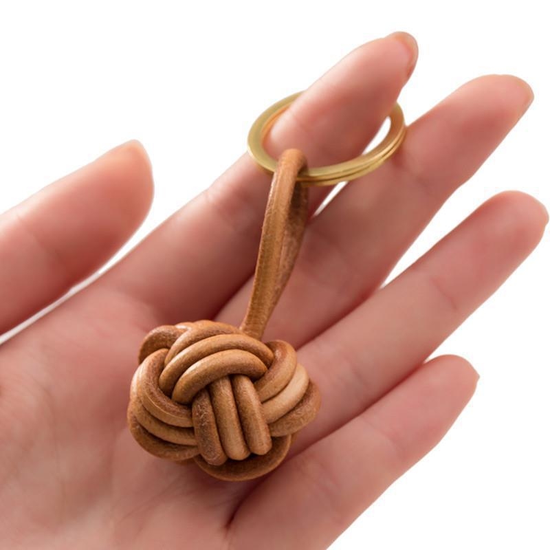 Marhabőr zsinórból szőtt gömb alakú kulcstartó, kreatív személyiség, egyszerű autós kulcstartó, férfi és női iskolatáska medál