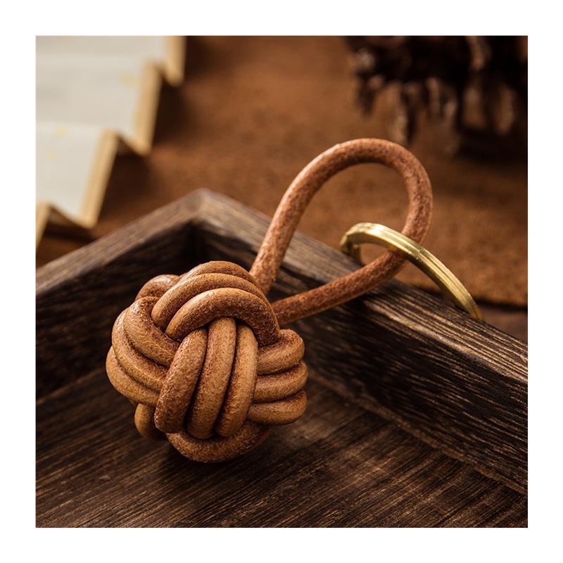 Marhabőr zsinórból szőtt gömb alakú kulcstartó, kreatív személyiség, egyszerű autós kulcstartó, férfi és női iskolatáska medál