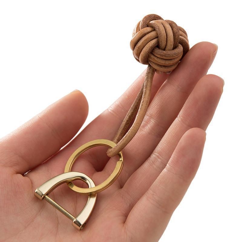 Marhabőr zsinórból szőtt gömb alakú kulcstartó, kreatív személyiség, egyszerű autós kulcstartó, férfi és női iskolatáska medál