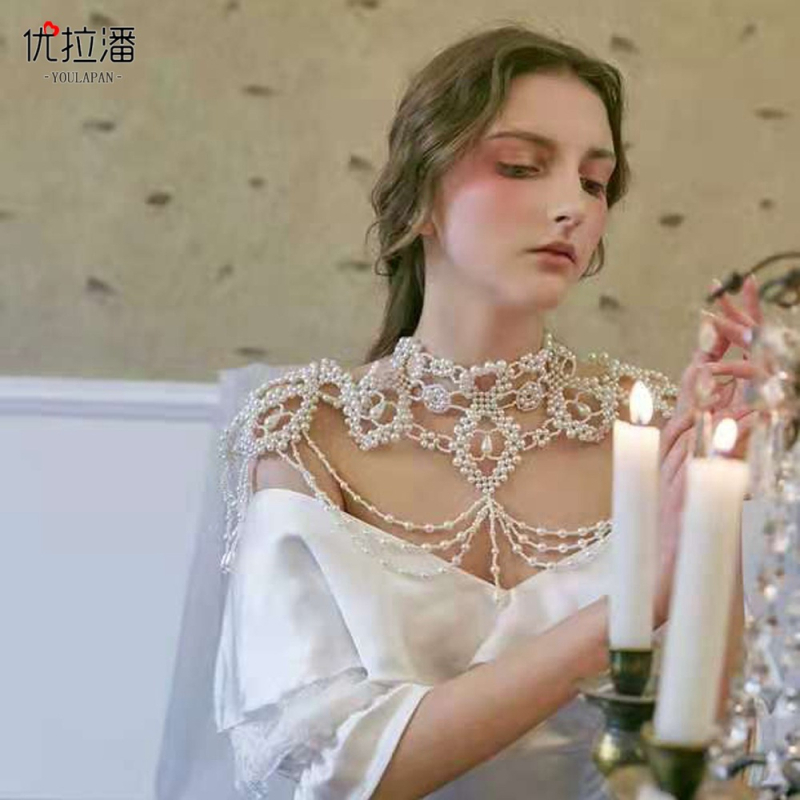 „Urapan Vg09“ nuotakos kutais puošta pečių grandinėlė, sunki rankomis karoliukais puošta „Cheongsam“ perlų skara, aksesuarai, vestuvių aksesuarai, vestuvių šventė