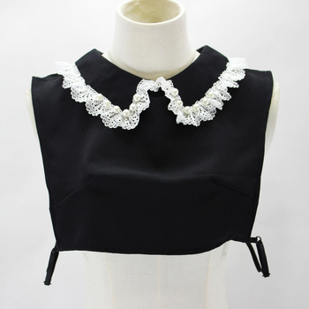 Lėlės apykaklė su kryžminiu kraštu, karoliukų, Peterio Peno dekoratyvinė apykaklė, balta, netikra apykaklė, AliExpress