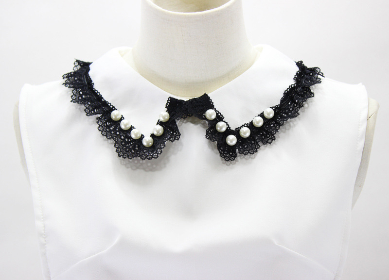 Lėlės apykaklė su kryžminiu kraštu, karoliukų, Peterio Peno dekoratyvinė apykaklė, balta, netikra apykaklė, AliExpress