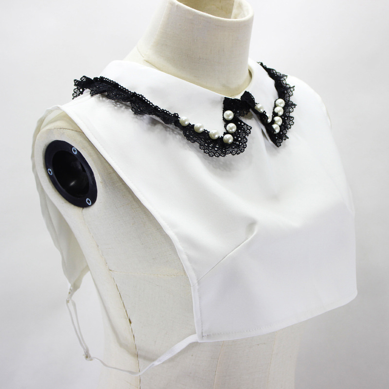 Lėlės apykaklė su kryžminiu kraštu, karoliukų, Peterio Peno dekoratyvinė apykaklė, balta, netikra apykaklė, AliExpress