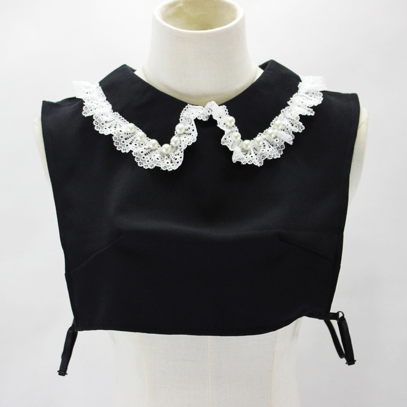 Lėlės apykaklė su kryžminiu kraštu, karoliukų, Peterio Peno dekoratyvinė apykaklė, balta, netikra apykaklė, AliExpress