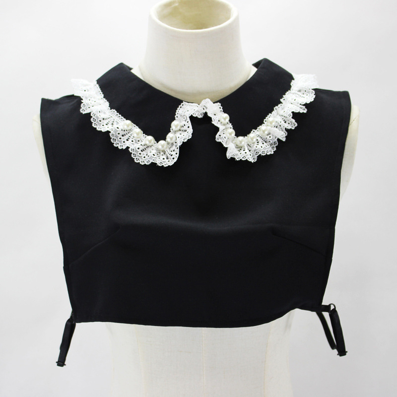 Lėlės apykaklė su kryžminiu kraštu, karoliukų, Peterio Peno dekoratyvinė apykaklė, balta, netikra apykaklė, AliExpress