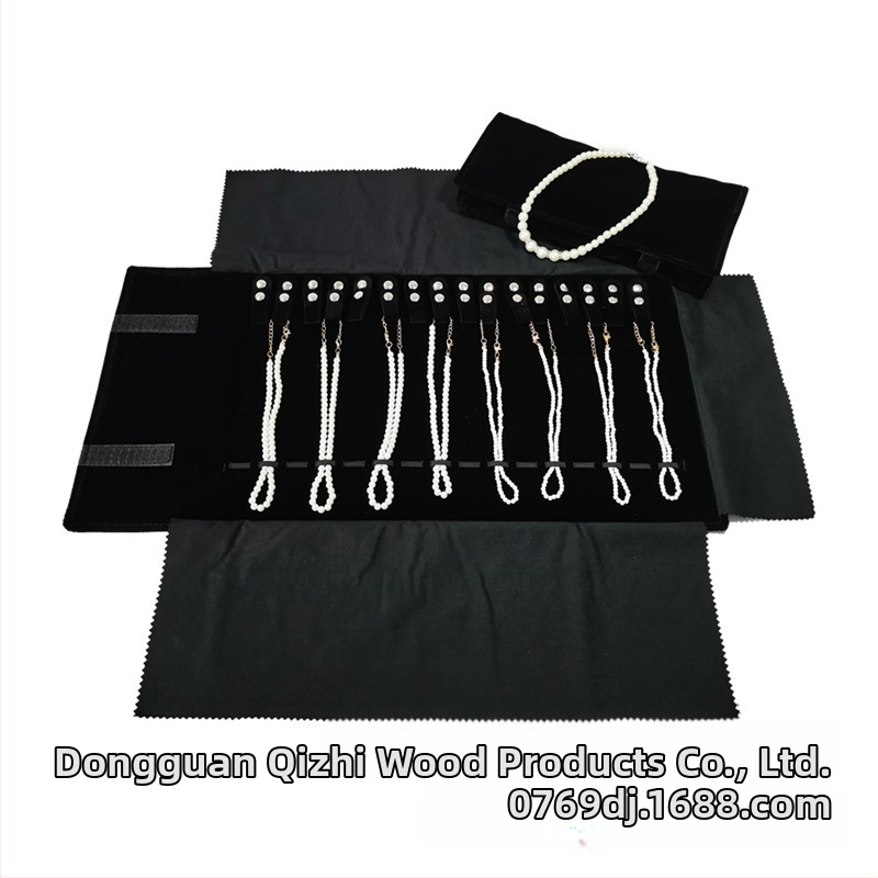 Чанта за съхранение на бижута, преносима чанта за показване на колиета, сгъваема фланелка за бижута