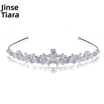 Jinse vask inkrusteeritud tsirkoon moodne pruut lihtsa stiiliga Korea stiilis bankettkrooniga peapael pruudi peakatete hulgimüük