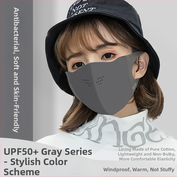 „Shu Meijia“ rudens ir žiemos pilka šilta kaukė, kempinė, atspari dulkėms, kvėpuojanti, akių apsauga, atspari UV spinduliams, 3D, plaunama
