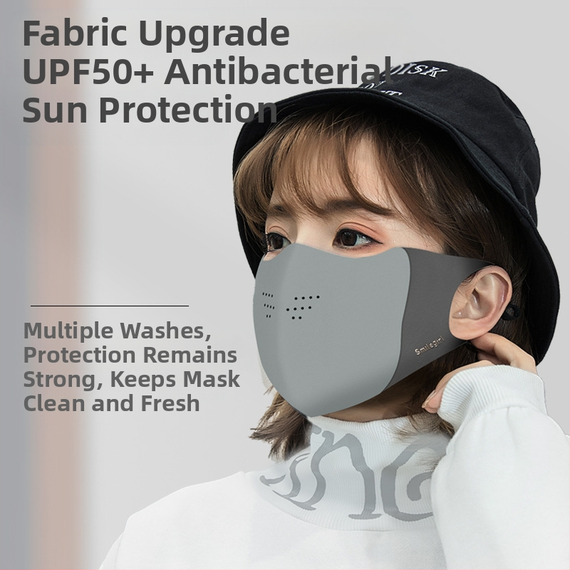 Shu Meijia Есенно-зимна сива топла маска за лице, гъба, прахоустойчива, дишаща, защита за очите, UV защита, 3D праща се