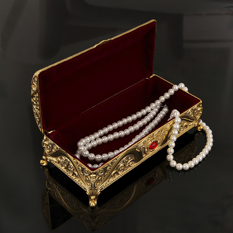 Kūrybinga europietiško stiliaus metalinė stačiakampė namų papuošalų dėžutė, aukščiausios klasės gimtadienio vestuvių dovanų dėžutė, skirta daiktams laikyti