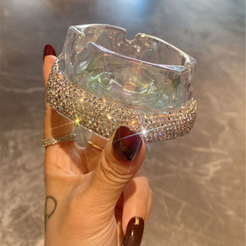 Namų svetainės peleninė su deimanto formos stikliniu cigarų indeliu, personalizuota, madinga, biuro peleninė, išskirtinė dovana