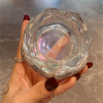 Namų svetainės peleninė su deimanto formos stikliniu cigarų indeliu, personalizuota, madinga, biuro peleninė, išskirtinė dovana