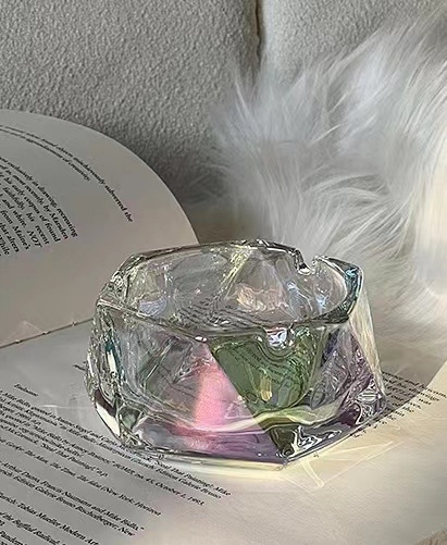 Namų svetainės peleninė su deimanto formos stikliniu cigarų indeliu, personalizuota, madinga, biuro peleninė, išskirtinė dovana