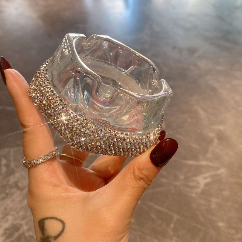 Namų svetainės peleninė su deimanto formos stikliniu cigarų indeliu, personalizuota, madinga, biuro peleninė, išskirtinė dovana