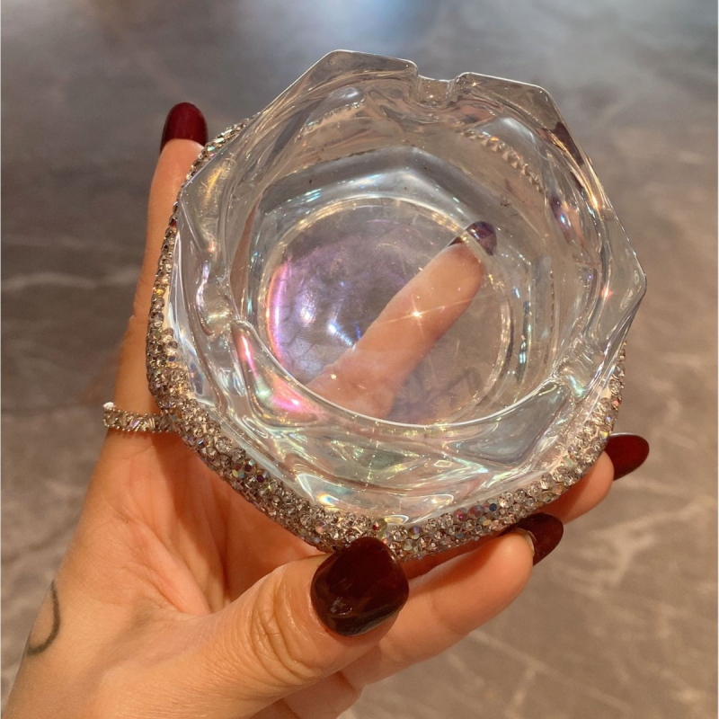 Namų svetainės peleninė su deimanto formos stikliniu cigarų indeliu, personalizuota, madinga, biuro peleninė, išskirtinė dovana