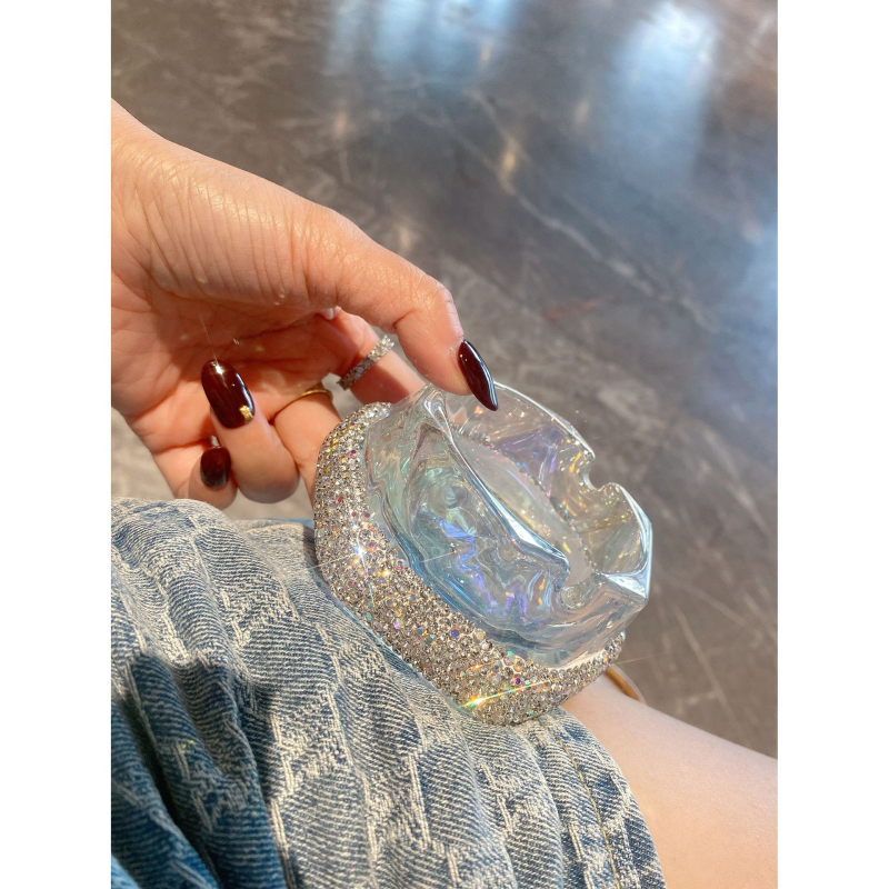 Namų svetainės peleninė su deimanto formos stikliniu cigarų indeliu, personalizuota, madinga, biuro peleninė, išskirtinė dovana