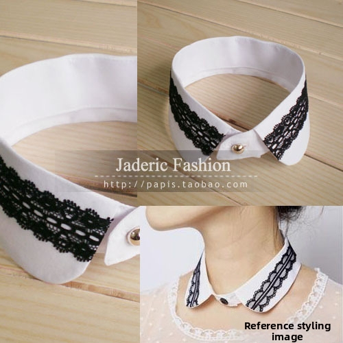 AliExpress поколение коса инкрустирана черна дантела памучно бяло малка кръгла яка фалшива яка 21g