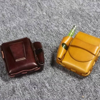 Guidong īstas ādas retro augu miecētas ādas vīriešu cigarešu maciņš ar šķiltavas pārvalku, pirmā slāņa govs ādas roku darbs ikdienas cigarešu maisiņš
