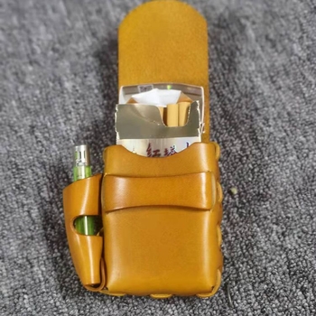 Guidong īstas ādas retro augu miecētas ādas vīriešu cigarešu maciņš ar šķiltavas pārvalku, pirmā slāņa govs ādas roku darbs ikdienas cigarešu maisiņš