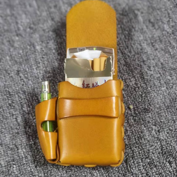 Guidong īstas ādas retro augu miecētas ādas vīriešu cigarešu maciņš ar šķiltavas pārvalku, pirmā slāņa govs ādas roku darbs ikdienas cigarešu maisiņš