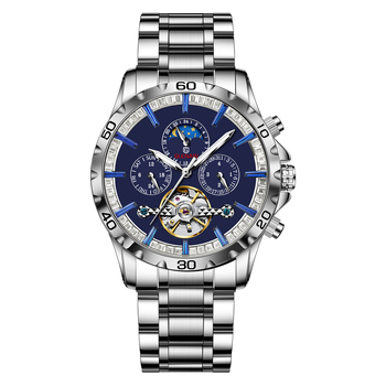 Glen uus multifunktsionaalne automaatne mehaaniline meeste käekell 8955