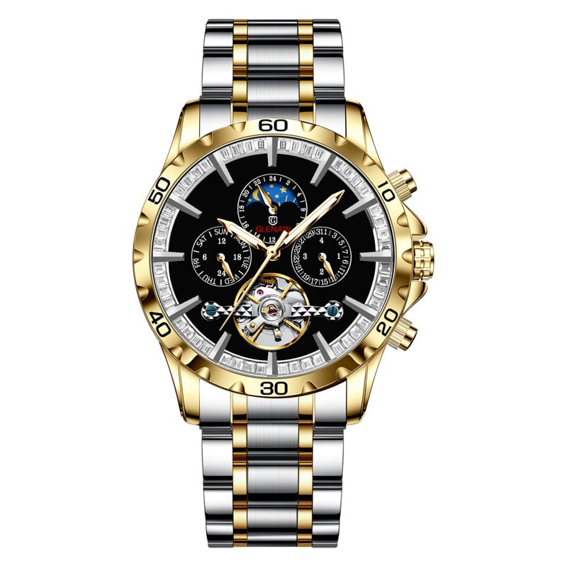 Glen uus multifunktsionaalne automaatne mehaaniline meeste käekell 8955